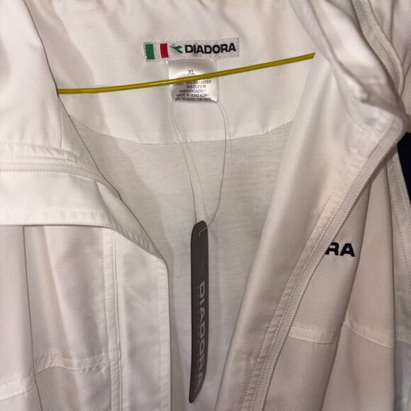 NWT VINTAGE DIADORA FULL-ZIP WARM UP JACKET BLUE WHITE XL RETRO WINDBREAKER - Picture 8 of 11